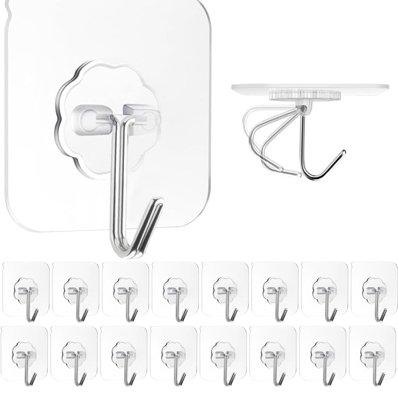 Heavy Duty Flower Adhesive Wall Hooks (10 Pcs Set)