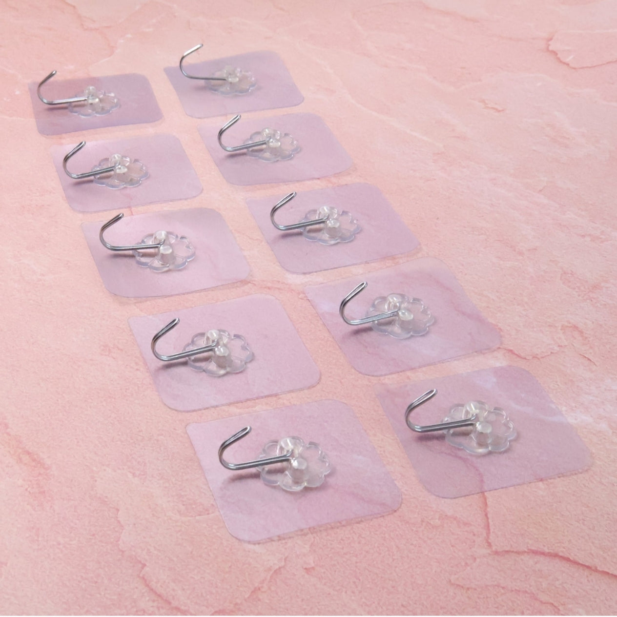 Heavy Duty Flower Adhesive Wall Hooks (10 Pcs Set)