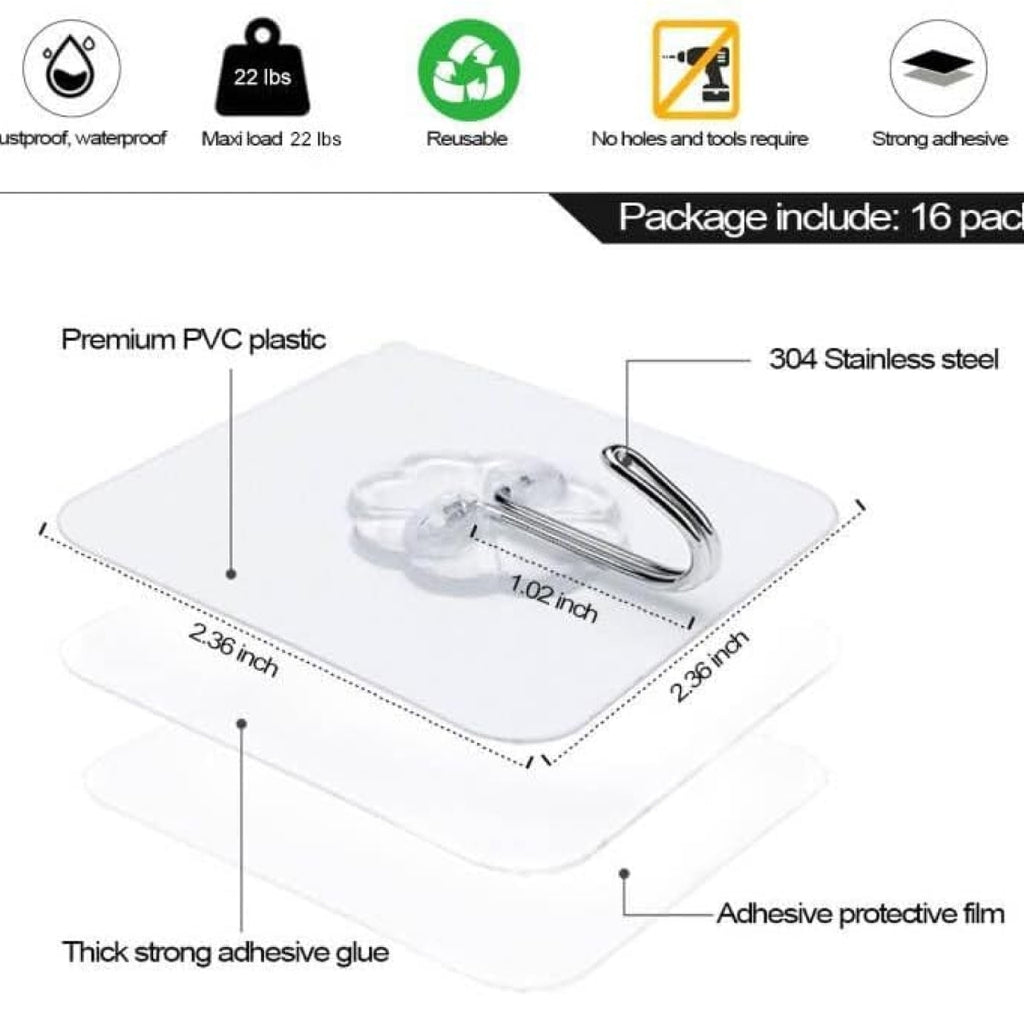 Heavy Duty Flower Adhesive Wall Hooks (10 Pcs Set)