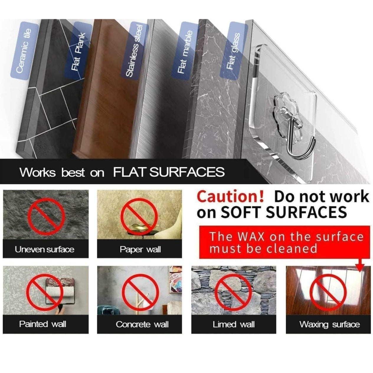 Heavy Duty Flower Adhesive Wall Hooks (10 Pcs Set)