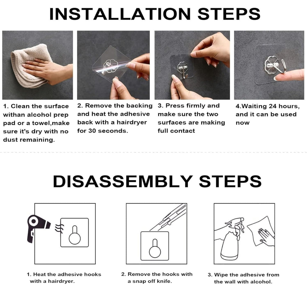 Heavy Duty Flower Adhesive Wall Hooks (10 Pcs Set)