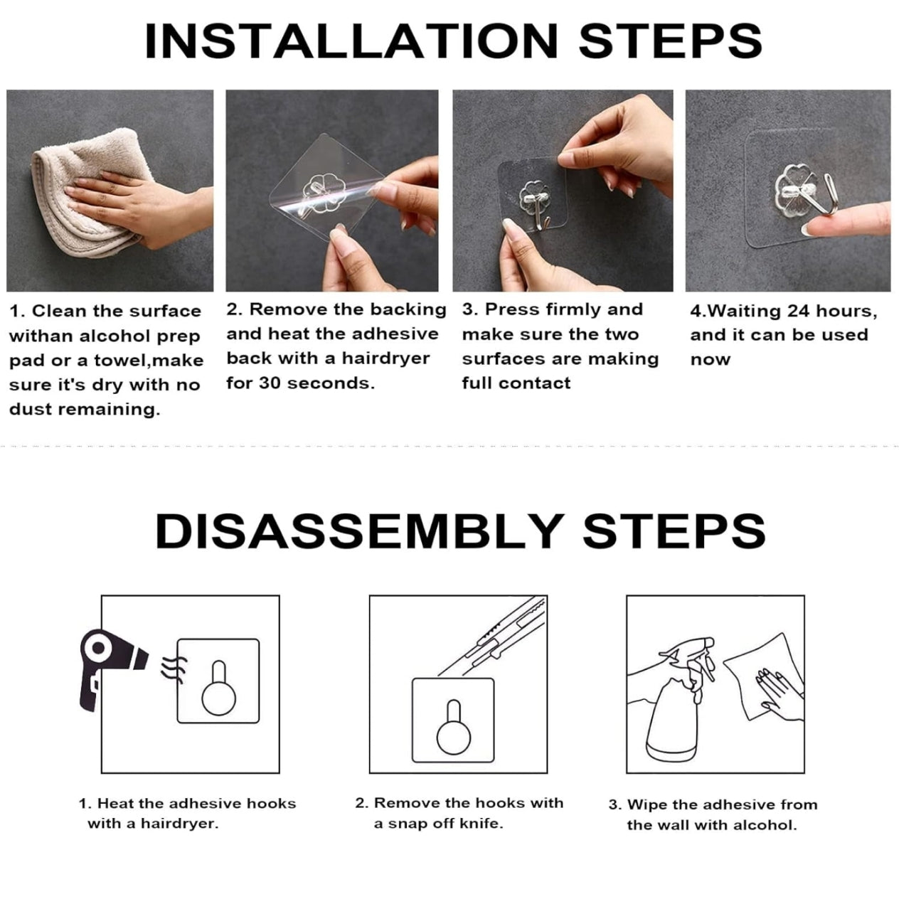 Heavy Duty Flower Adhesive Wall Hooks (10 Pcs Set)